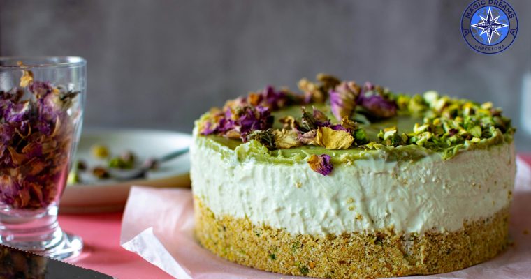 Cheesecake Gourmet de Pistacho y Rosas.