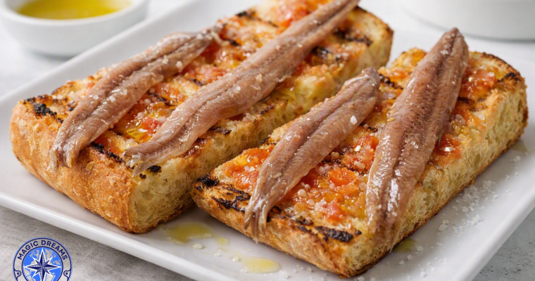 Pan de Coca with Anchovies from L’Escala.
