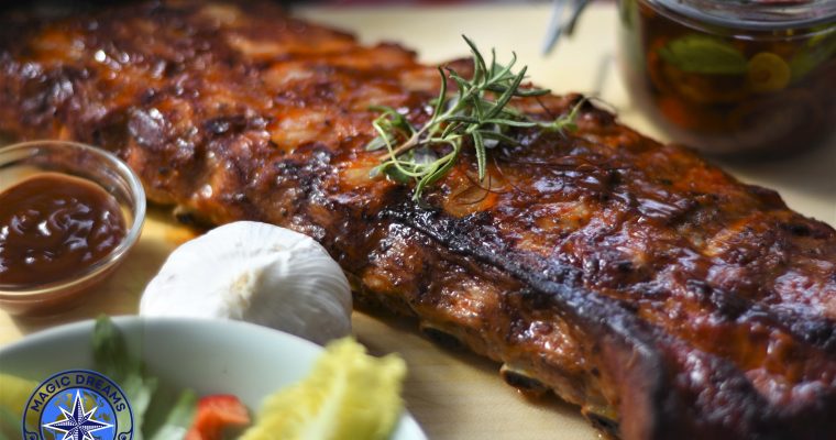 Costillas de Cerdo BBQ al Estilo Americano.