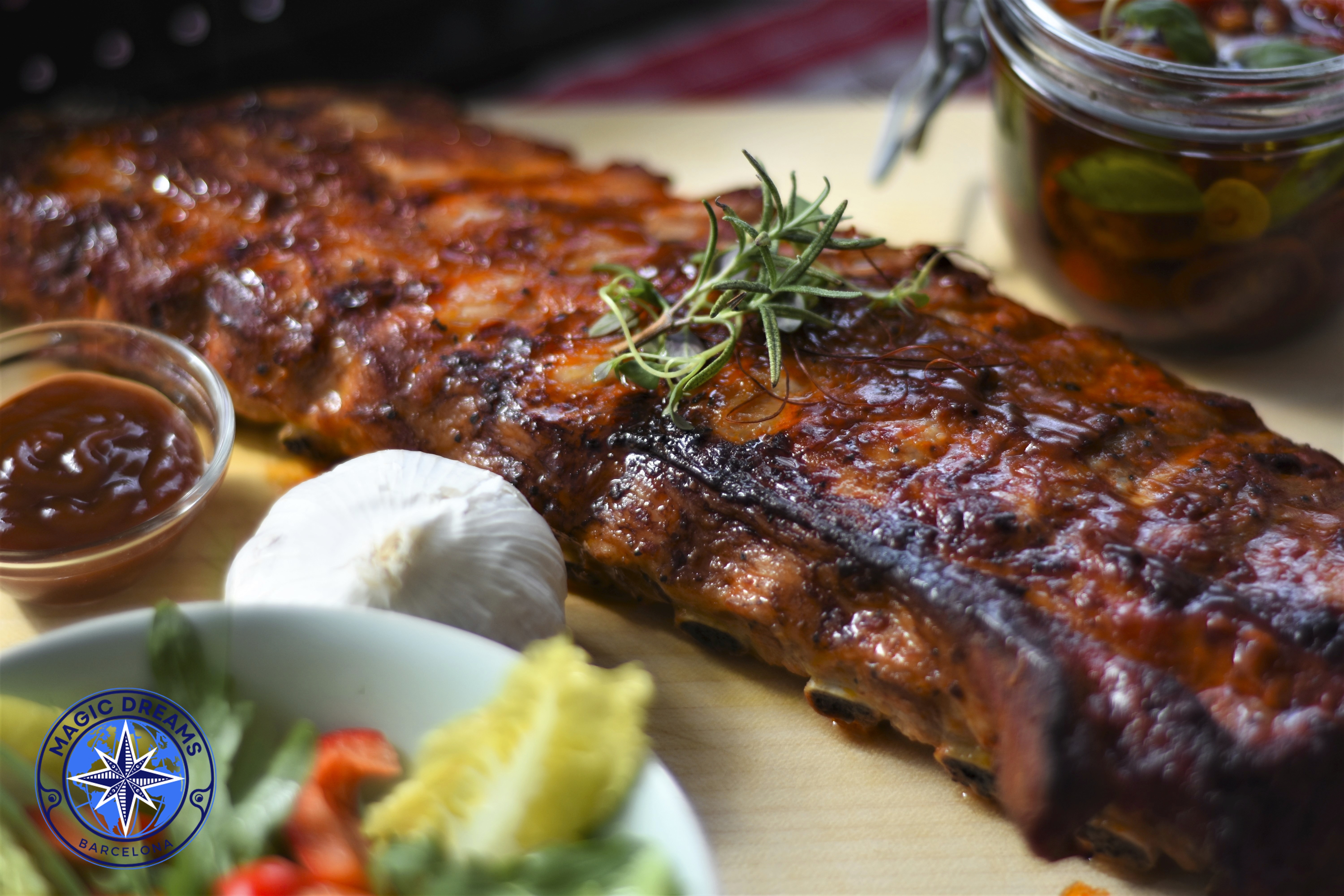 Costillas de Cerdo BBQ al Estilo Americano.