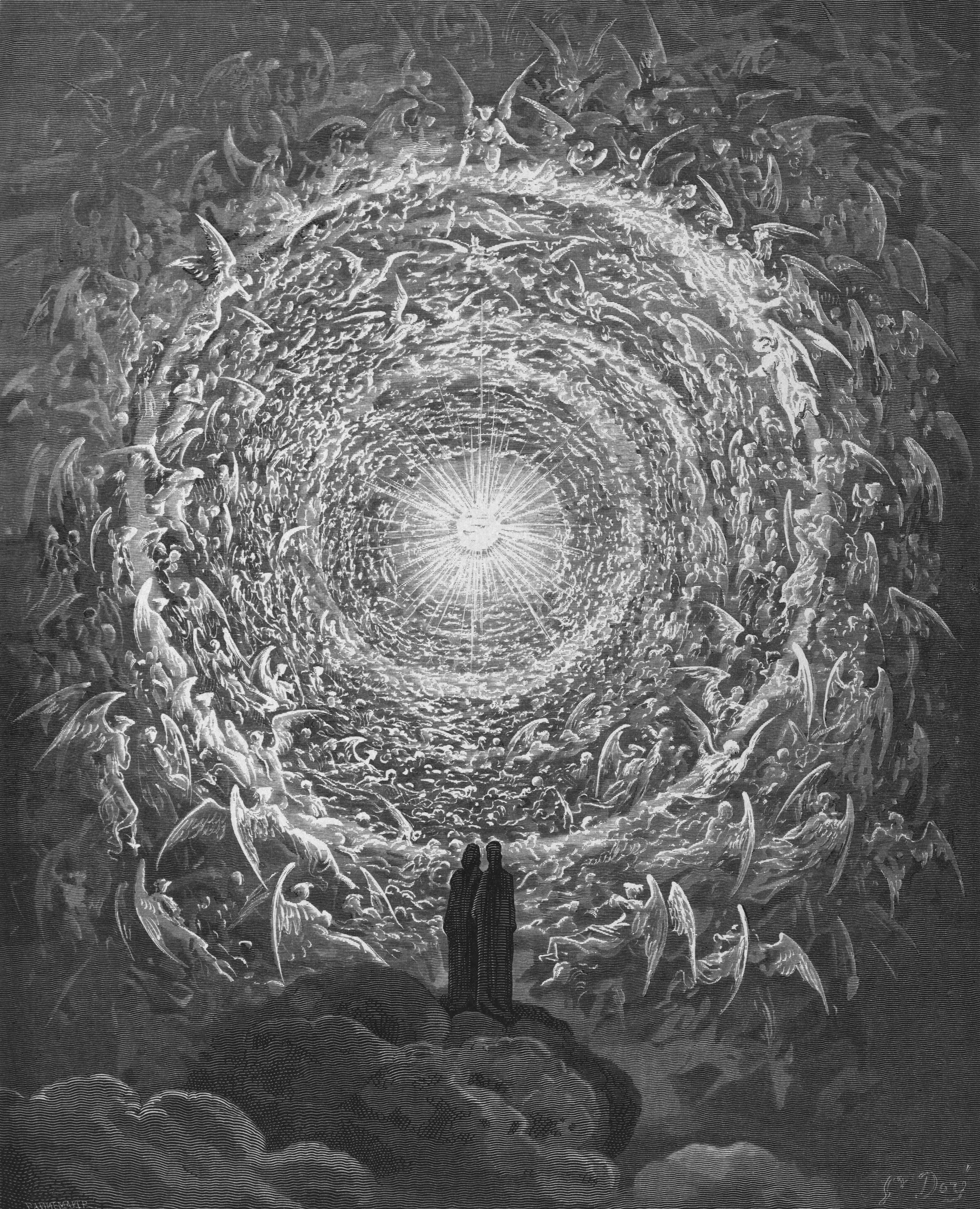 En la Divina comedia, del poeta Dante Alighieri, existe una célebre aparición del Empíreo - Gustave Doré - Biblioteca Nacional de Polonia.