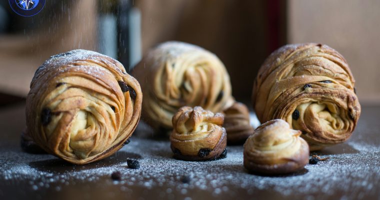 Premium Gourmet Kulich Cruffin: Traditional Easter Sweet Bread with Raisins.