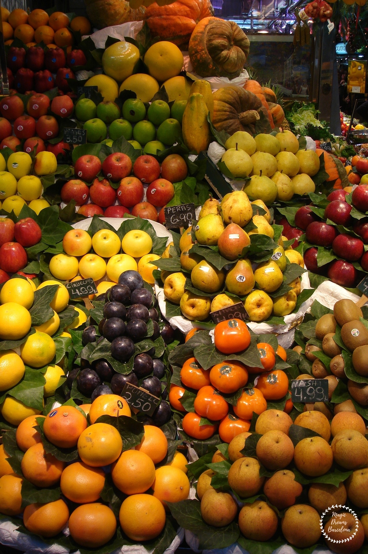 Detalle de fruta en el Mercado de San José (Mercado de la Boquería) en la Rambla.