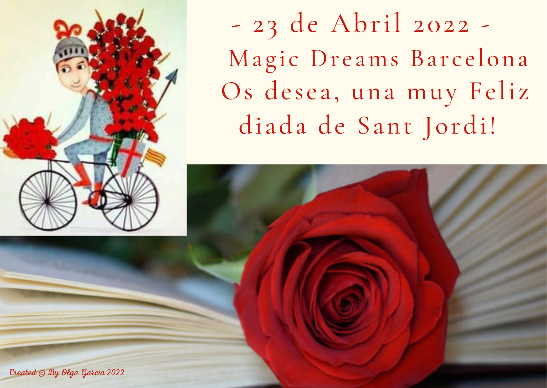 23 abril diada de Sant Jordi, día del Libro y las Rosas símbolos de la cultura y el amor, en cataluña