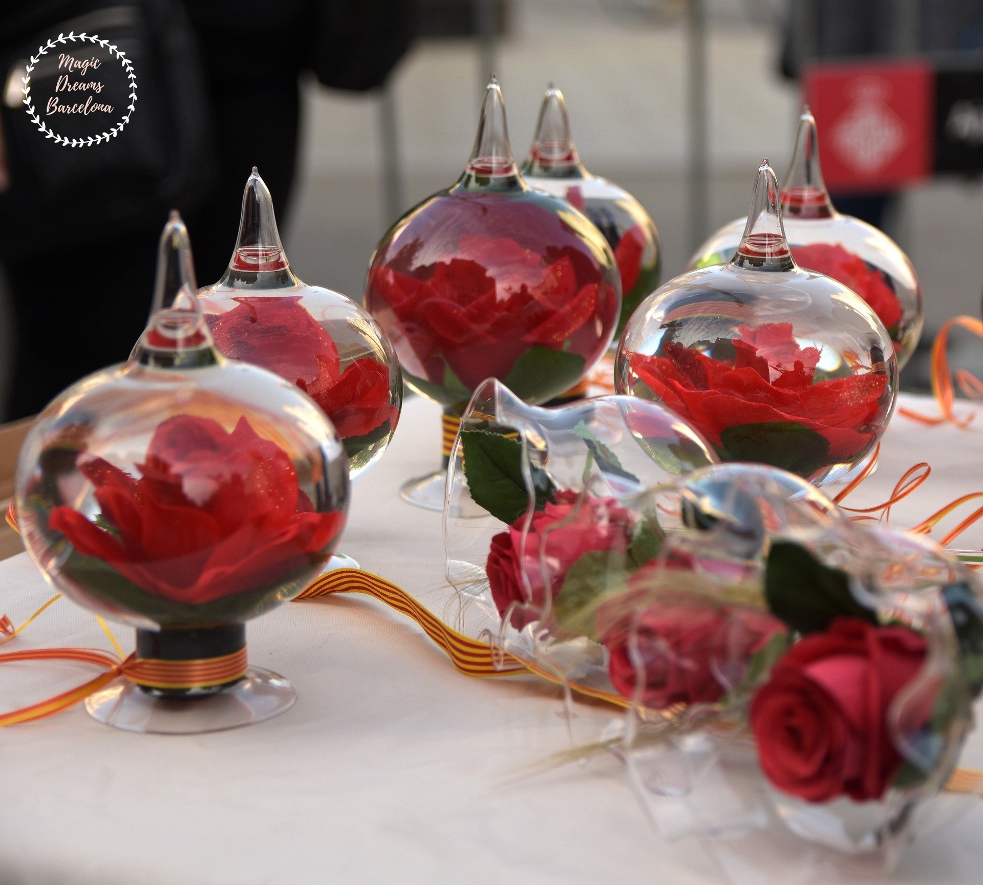Detalle típico que podemos observar durante la diada de Sant Jordi en todas las calles de Cataluña.