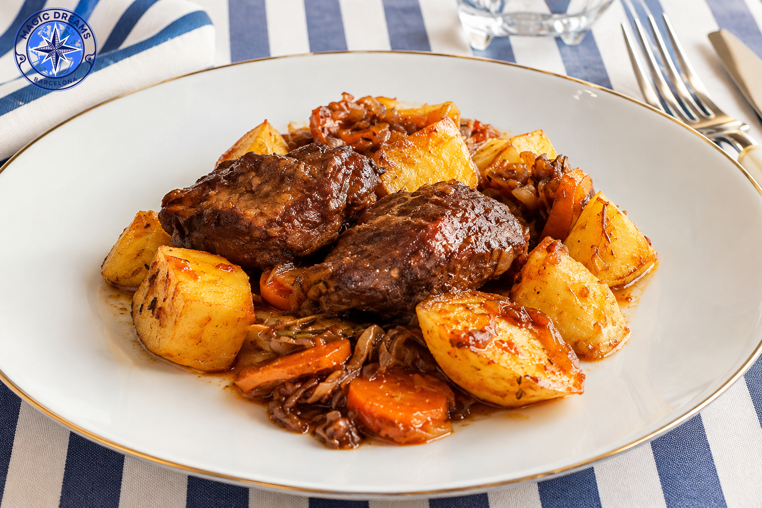 Galtas de Cerdo al Horno con Patatas: Receta Gourmet Tierna, Melosa y con Salsa Mediterránea.